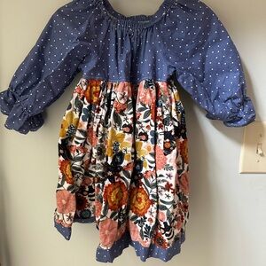 Floral Blue and Multicolor Kids Dress